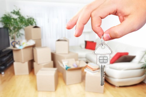 Packed boxes and furniture prepared for small removals in Shootershill
