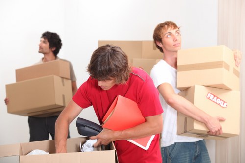 Customer following safety rules near storage units